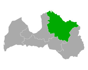 Karte von Vidzeme in Lettland