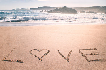 Love heart romantic beach.
