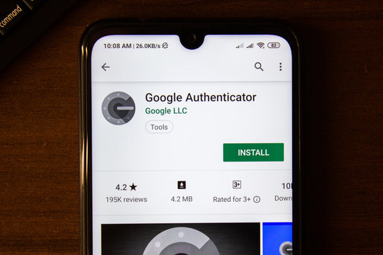 Ivanovsk, Russia - July 07, 2019: Google Authenticator app on the display of smartphone or tablet.
