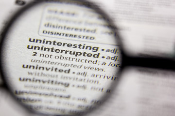 Word or phrase Uninterrupted in a dictionary.