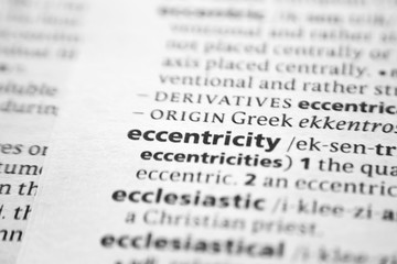 Word or phrase Eccentricity in a dictionary.