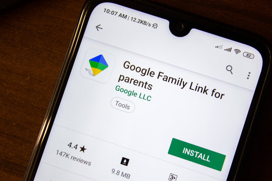 Ivanovsk, Russia - July 07, 2019: Google Family Link For Parents App On The Display Of Smartphone Or Tablet.