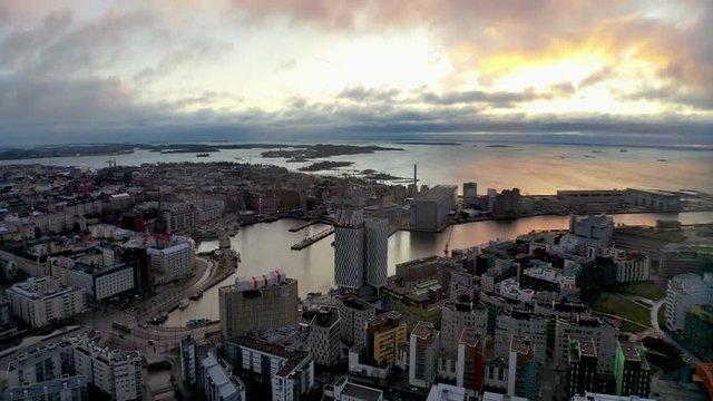 Helsinki at J&auml;tk&auml;saari and Ruoholahti captured with drone. Anamorphic footage.