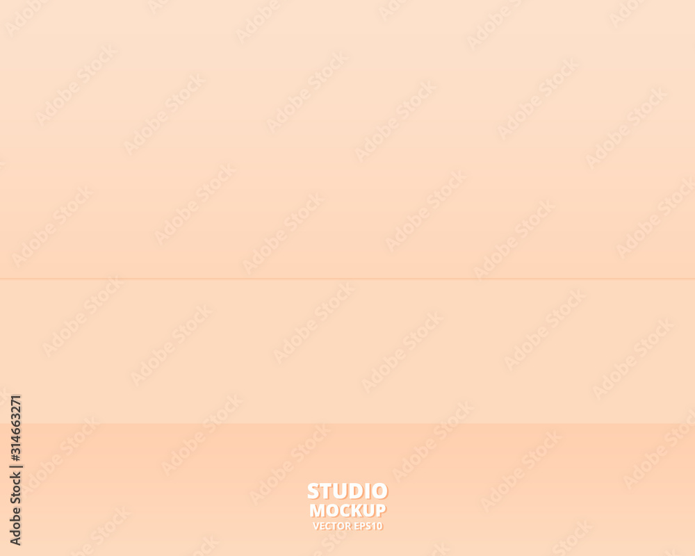 Poster empty pink pastel studio room background. front view of empty studio room background mockup. modern 