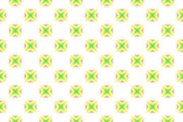 Watercolor seamless geometric pattern design illustration. Background texture. In yellow, green, orange colors on white background.