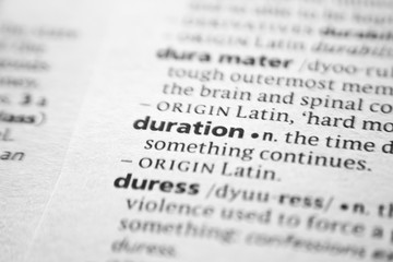 Word or phrase Duration in a dictionary.