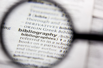 Word or phrase Bibliography in a dictionary.