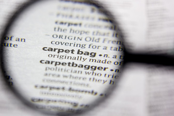 Word or phrase Carpet bag in a dictionary.