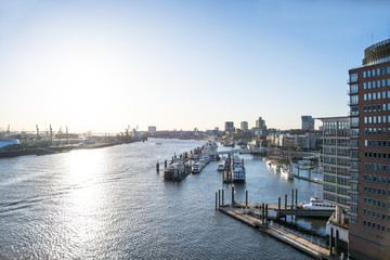 Fototapeta premium Panorama view from Elbe Philharmonic Hall, Hamburg, Germany