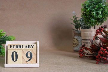 February 9, Vintage natural calendar.