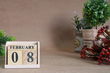 February 8, Vintage natural calendar.