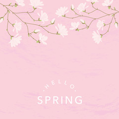 Fototapeta na wymiar Magnolia flowers background illustration on pink