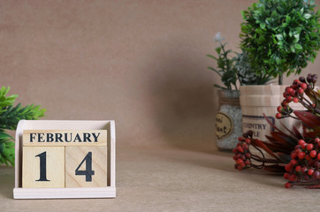 February 14, Vintage natural calendar.