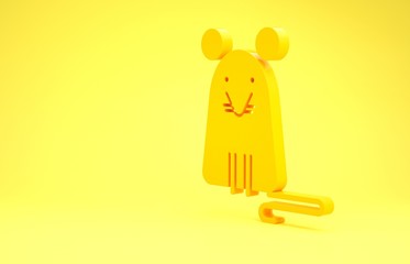 Yellow Rat icon isolated on yellow background. Mouse sign. Minimalism concept. 3d illustration 3D render