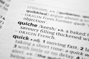 Fototapeta premium Word or phrase quiche in a dictionary.