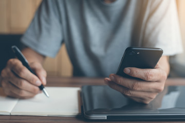 Man using smartphone