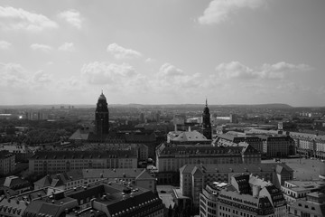 Dresden Germany Old Town with two old buildings from the prospect. architecturally old and new...
