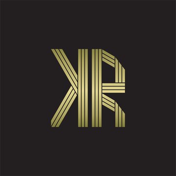 recommend clip art: KR Logo monogram outline style linked isolated with gold colors