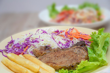 Grilled steak with french fries