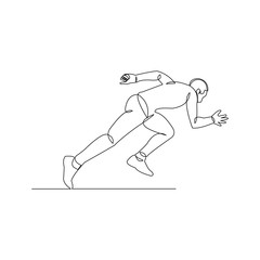 continuous line drawing of male running atlhete. Vector illustration