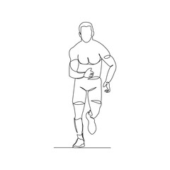 continuous line drawing of male strong muscular running atlhete. Vector illustration