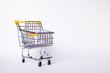 Shopping cart concept of shopping and sales, retail and shops.