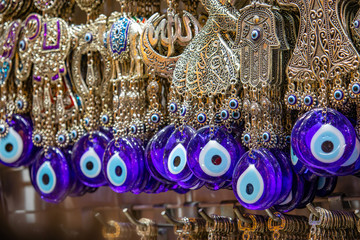 Blue evil eye / (nazar boncugu), Turkish symbols. Protective lucky charms
