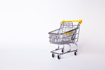 Shopping cart concept of shopping and sales, retail and shops.