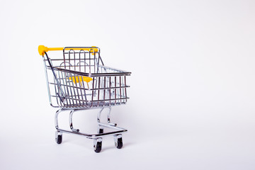 Shopping cart concept of shopping and sales, retail and shops.