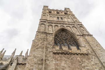 Fototapeta premium Bottom view of the tower of the Church of Exeter.