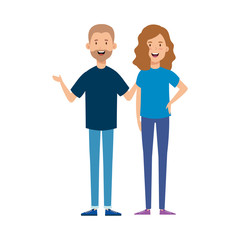 young couple avatar character icons vector illustration design