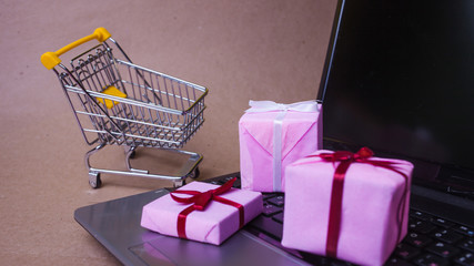 Buying gifts on the Internet. Online shopping, sales and e-Commerce.