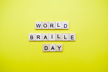Words on plain background ; World Braille Day