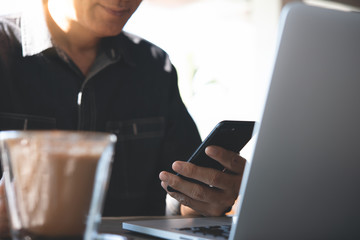 Working at coffee shop