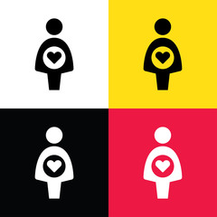 Pregnant woman and heart icon illustration isolated vector symbol symbol