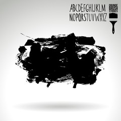 Black brush stroke and texture. Grunge vector abstract hand - painted element. Underline and border design.