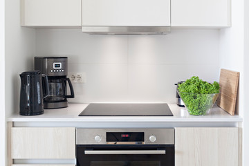 Detail of the kitchen interior with electric appliances