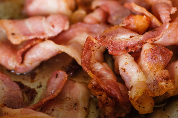 Gebratener Speck zum Frühstück, Nahaufnahme