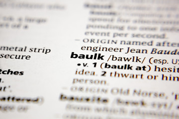 Word or phrase baulk in a dictionary.
