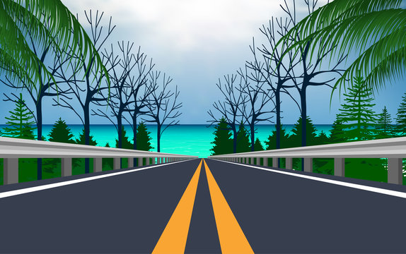 landscape of road to the beach	