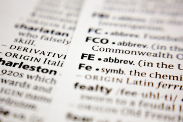 Word or phrase FE in a dictionary.