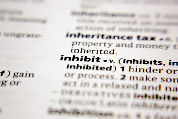Word or phrase inhibit in a dictionary.