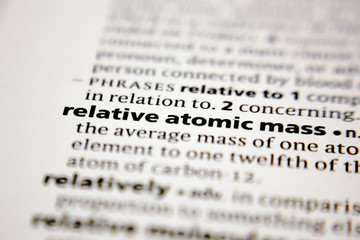 Word or phrase relative atomic mass in a dictionary.
