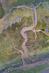 Aerial View, Marshes, Ria de Cubas, Miera river, Ribamontan al Mar  Municipality, Marina de Cudeyo, Cantabria, Cantabrian Sea, Spain, Europe