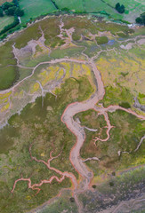 Aerial View, Marshes, Ria de Cubas, Miera river, Ribamontan al Mar  Municipality, Marina de Cudeyo, Cantabria, Cantabrian Sea, Spain, Europe