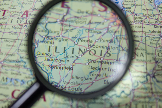 American State Illinois On The Map Of The World.