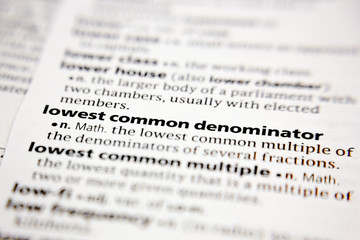 Word or phrase lowest common denominator in a dictionary. - 314677825