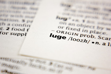 Word or phrase luge in a dictionary.