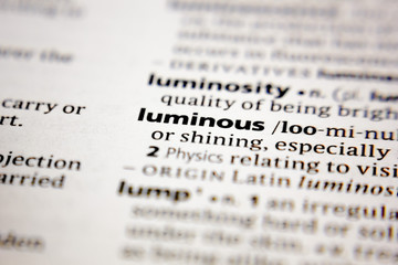 Word or phrase luminous in a dictionary.
