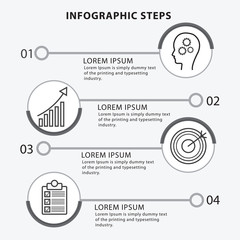 Infographic design template with marketing icons and thin line simple elements. Business concept with 4 options, steps or process